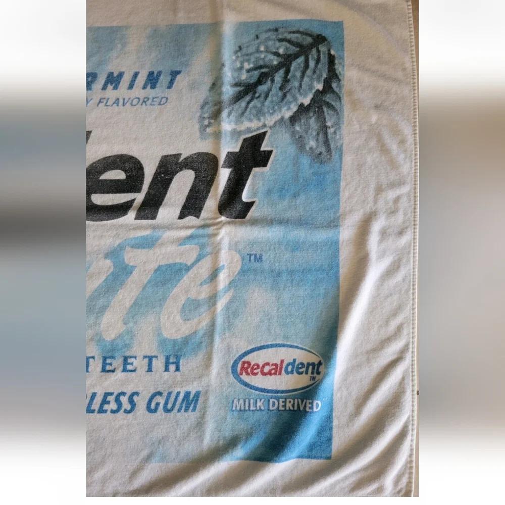 Vintage Y2k 90s Trident Gum Spearmint Large Beach Towel Cotton Promo Advertising